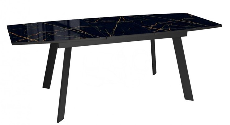 Кухонный стол раздвижной Dikline XLS160 мрамор черный глянец/ножки черные в Барнауле - изображение 3