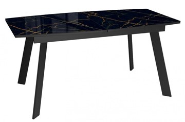 Кухонный стол раздвижной Dikline XLS160 мрамор черный глянец/ножки черные в Барнауле - предосмотр