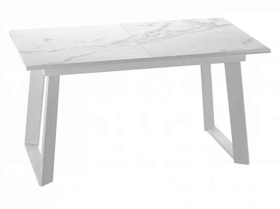 Раздвижной стол Dikline ZLS140 Мрамор белый глянец/ножки белые в Барнауле - изображение