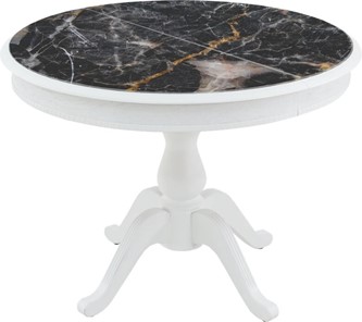 Овальный стол на кухню Фабрицио-1 Glass, Круг 1000, фотопечать (Мрамор 10) в Барнауле