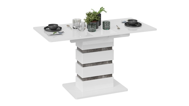 Кухонный раскладной стол Мадейра тип 1 (Белый глянец/Ателье темный) в Барнауле - изображение 1
