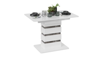 Кухонный раскладной стол Мадейра тип 1 (Белый глянец/Ателье темный) в Барнауле - предосмотр