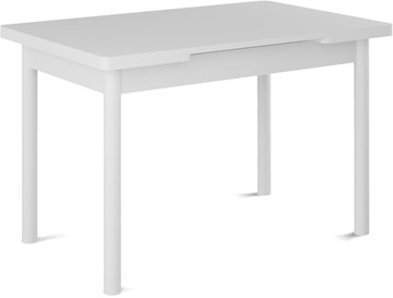 Кухонный стол раздвижной Милан-1 EVO, ноги металлические белые, белый цемент в Барнауле