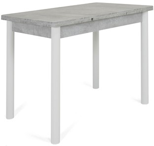 Кухонный раскладной стол Милан-1 EVO, ноги металлические белые, светлый цемент в Барнауле