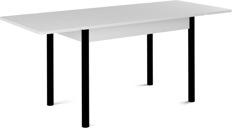 Кухонный раздвижной стол Милан-1 EVO, ноги металлические черные, белый цемент в Барнауле - изображение 1