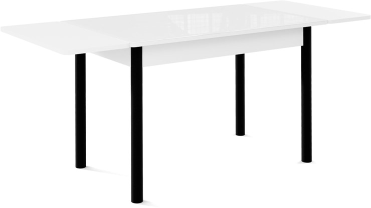 Раздвижной стол Милан-1 EVO, ноги металлические черные, стекло белое/серый в Барнауле - изображение 1
