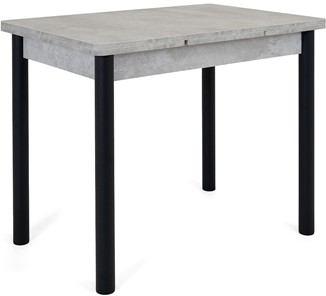 Кухонный раздвижной стол Милан-1 EVO, ноги металлические черные, светлый цемент в Барнауле - предосмотр