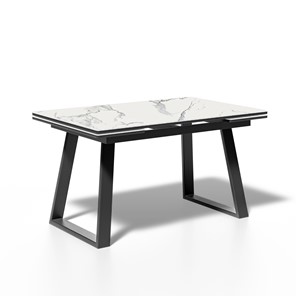 Кухонный стол раздвижной ML1400 (черный/керамика мрамор белый) в Барнауле