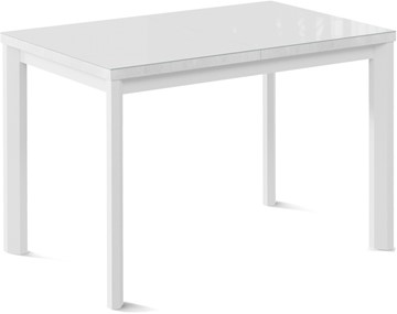 Кухонный раскладной стол Нагано-1G (ноги металлические белые, стекло cristal/белый цемент) в Барнауле