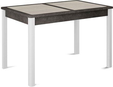 Кухонный стол раскладной Ницца-1 ПЛ (ноги белые, плитка бежевая/серый камень) в Барнауле