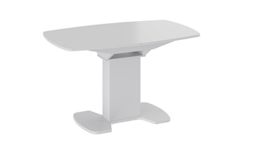 Кухонный раскладной стол Портофино (СМ(ТД)-105.02.11(1)), цвет Белый глянец/Стекло белое в Барнауле