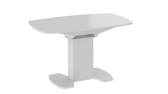 Кухонный раскладной стол Портофино (СМ(ТД)-105.02.11(1)), цвет Белый глянец/Стекло белое в Барнауле - изображение