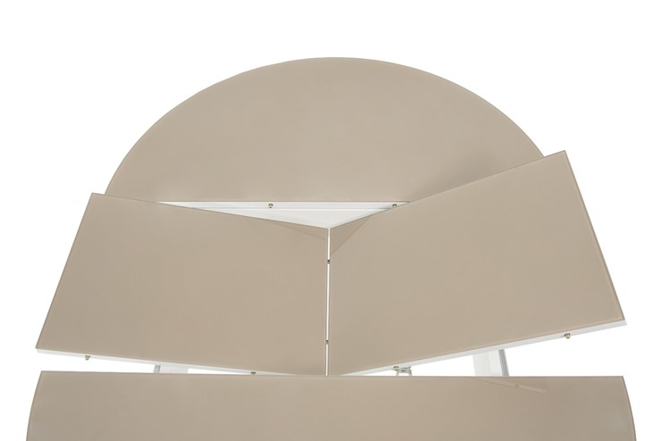 Кухонный раздвижной стол Ривьера исп. круг хром №5 (стекло белое/белый) в Барнауле - изображение 4