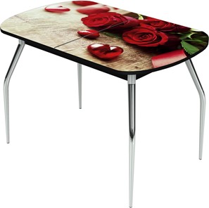 Раздвижной стол Ривьера исп.1 ноги метал. крашеные №24 Фотопечать (Цветы №33) в Барнауле