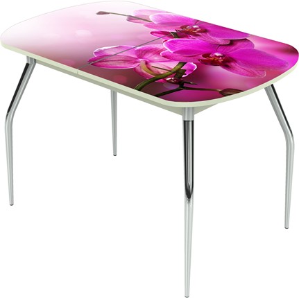 Кухонный раздвижной стол Ривьера исп.2 ноги метал. крашеные №24 Фотопечать (Цветы №16) в Барнауле - изображение