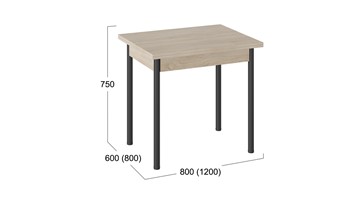 Кухонный стол раскладной Родос тип 2 с опорой d40 (Черный муар/Дуб Сонома) в Барнауле - предосмотр 2