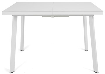 Кухонный раздвижной стол Сальвадор-2G (ноги белые, стекло cristal/белый цемент) в Барнауле - предосмотр 1