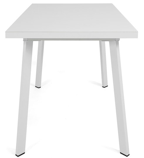 Кухонный раздвижной стол Сальвадор-2G (ноги белые, стекло cristal/белый цемент) в Барнауле - изображение 2