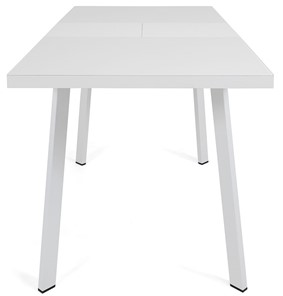 Кухонный раздвижной стол Сальвадор-2G (ноги белые, стекло cristal/белый цемент) в Барнауле - предосмотр 4