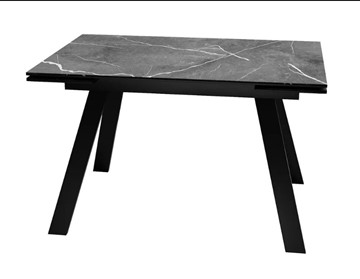 Стол раздвижной SKL 140, керамика черный мрамор/подстолье черное/ножки черные в Барнауле