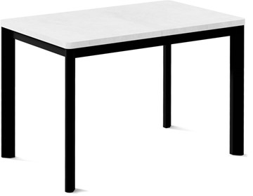 Кухонный стол раздвижной Токио-1L (ноги металлические черные, белый цемент) в Барнауле
