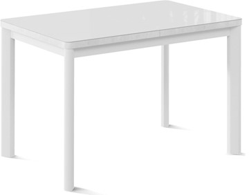 Кухонный раскладной стол Токио-2G (ноги металлические белые, cтекло cristal/белый цемент) в Барнауле - предосмотр