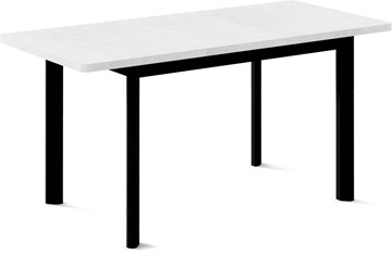 Кухонный стол раздвижной Токио-2L (ноги металлические черные, белый цемент) в Барнауле - предосмотр 1