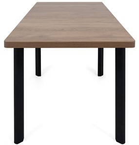 Кухонный стол раскладной Токио-2L (ноги металлические черные, дуб табако) в Барнауле - предосмотр 5