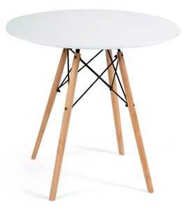 Кухонный обеденный стол CINDY NEXT, металл/мдф/бук, D70х75см, белый/натуральный арт.15854 в Барнауле