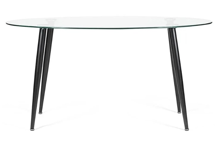 Кухонный обеденный стол KASSEL (mod. DT333) металл/закаленное стекло (10 мм), 150х90х75см, черный в Барнауле - изображение 4
