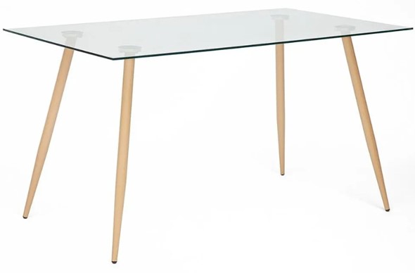 Кухонный стол SOPHIA (mod. 5003) металл/стекло (8мм), 140x80x75, бук/прозрачный арт.12098 в Барнауле - изображение
