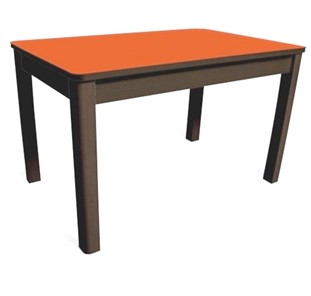 Кухонный стол Айсберг-06 СТ1, венге ЛДСП/стекло оранжевое/42 прямые массив венге в Барнауле