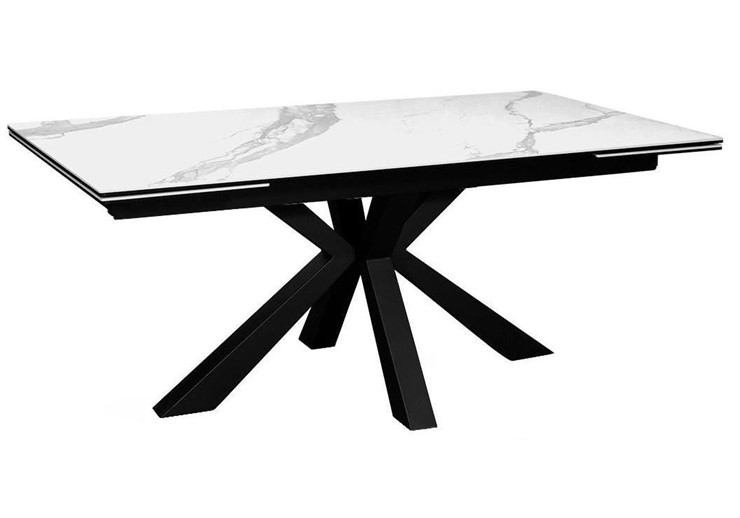 Стол обеденный раздвижной DikLine SFE160 Керамика Белый мрамор/подстолье черное/опоры черные (2 уп.) в Барнауле - изображение 1