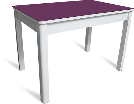 Стол раздвижной Айсберг мини СТ2, белое ЛДСП/фиолетовое стекло/40 массив белый в Барнауле - изображение