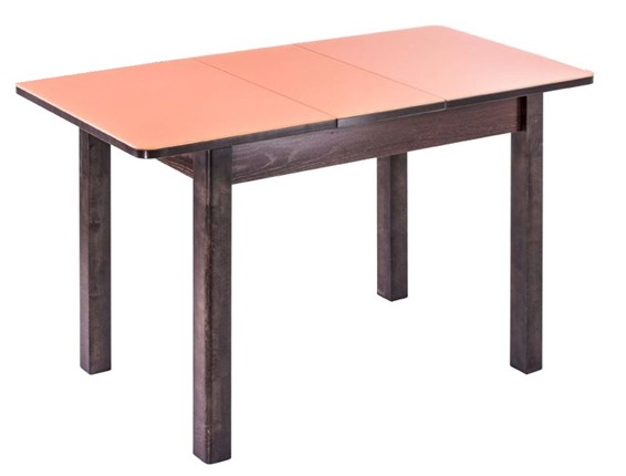 Кухонный стол раздвижной Айсберг-02 СТ1, венге ЛДСП/стекло оранжевое/42 прямые массив венге в Барнауле - изображение