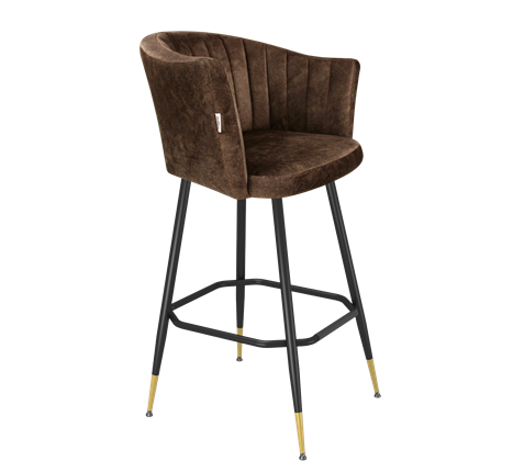 Барный стул SHT-ST42-1 / SHT-S148 (кофейный трюфель/черный муар/золото) в Барнауле - изображение