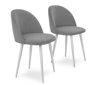 Комплект из 2-х обеденных стульев Лайт серый белые ножки в Барнауле