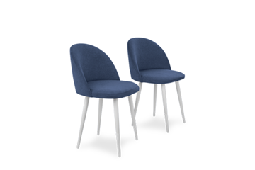 Комплект из 2-х обеденных стульев Лайт синий белые ножки в Барнауле