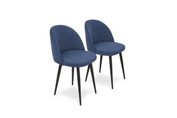 Комплект из 2-х обеденных стульев Лайт синий черные ножки в Барнауле