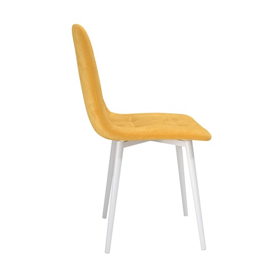 Обеденный стул Белла, велюр тенерифе куркума/Цвет металл белый в Барнауле - изображение 2