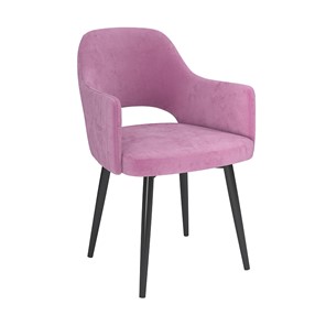 Обеденный стул Берта, велюр тенерифе розовый/Цвет металл черный в Барнауле