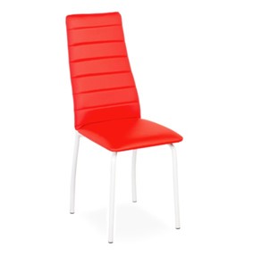 Обеденный стул Волна, прошивка горизонтально, каркас металл белый, экотекс красный в Барнауле