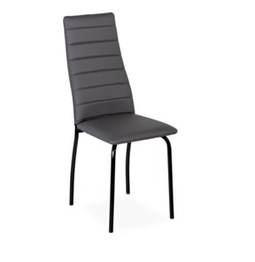 Обеденный стул Волна, прошивка горизонтально, каркас металл черный, экотекс серый в Барнауле
