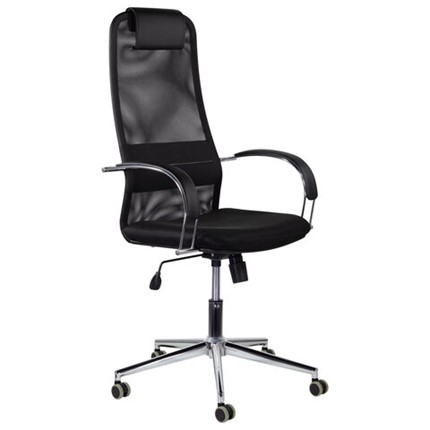 Кресло офисное Brabix Premium Pilot EX-610 CH (хром, ткань-сетка, черное) 532417 в Барнауле - изображение