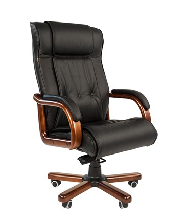 Офисное кресло CHAIRMAN 653 кожа черная в Барнауле - изображение