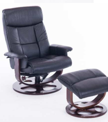 Офисное кресло J6011 для релаксации нат. кожа / дерево, черный в Барнауле - изображение