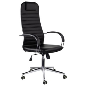 Кресло офисное Brabix Premium Pilot EX-610 CH (хром, кожзам, черное) 532418 в Барнауле - предосмотр