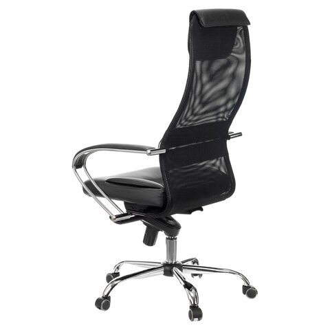 Кресло Brabix Premium Stalker EX-609 PRO (хром, мультиблок, ткань-сетка/экокожа, черное) 532416 в Барнауле - изображение 4