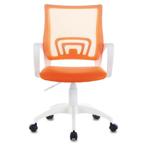 Кресло офисное Brabix Fly MG-396W (с подлокотниками, пластик белый, сетка, оранжевое) 532401 в Барнауле - изображение 1