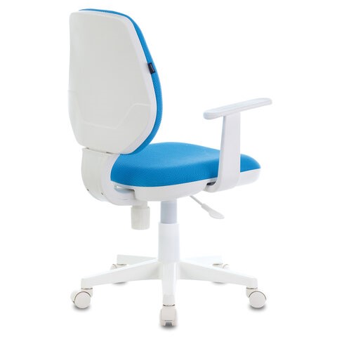Кресло офисное Brabix Fancy MG-201W (с подлокотниками, пластик белый, голубое) 532411 в Барнауле - изображение 3